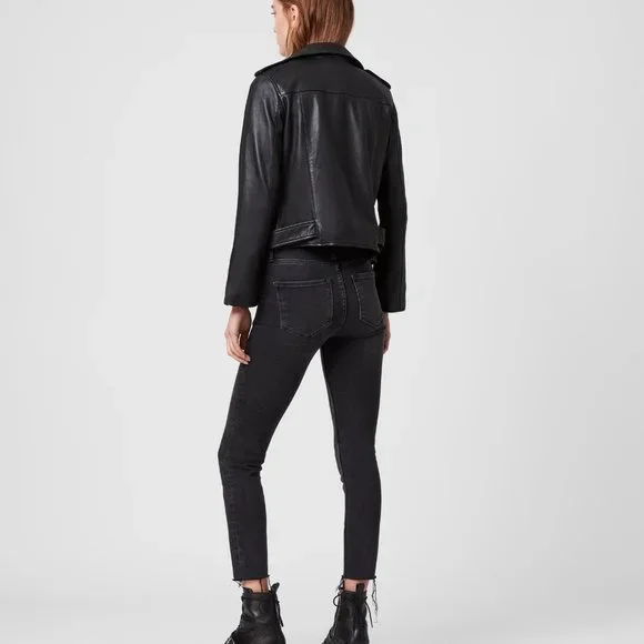 All Saints Balfern Black Leather Biker Jacket - Picture 11 of 11
